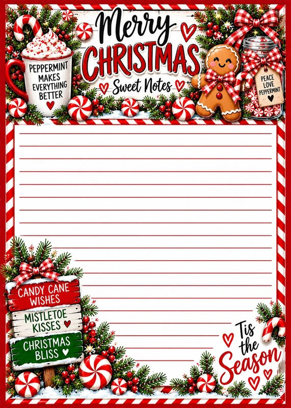 Peppermint Christmas 5x7 Notepad Set of 2