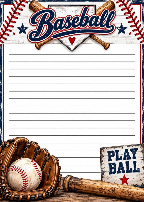 Play Ball Baseball 5x7 Notepad – Baseball Gift & Game Day Notes Set 2