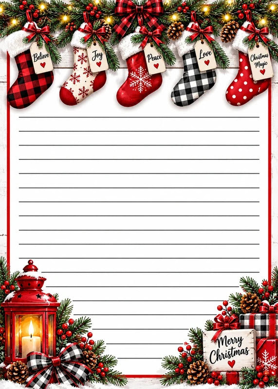 Set of 2 Christmas Stockings 5x7 Notepad | Buffalo Plaid Holiday Note Pad |