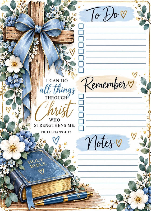 Christian Faith Notepad 5x7 Bible Verse To-Do List Inspirational Christian Gift