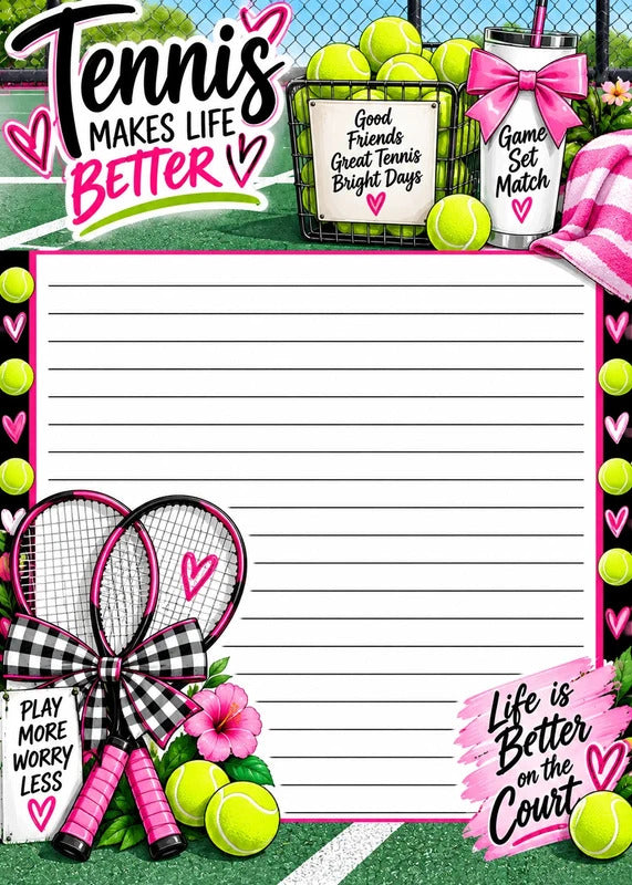 Tennis 5x7 Peel & Tear Notepad – Tennis Makes Life Better