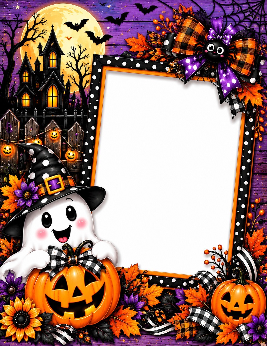 Halloween Scrapbook Paper Set of 6 – 8.5 x 11 Photo Frame Pages