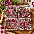 Handmade Texas A&M Coster's Set 4