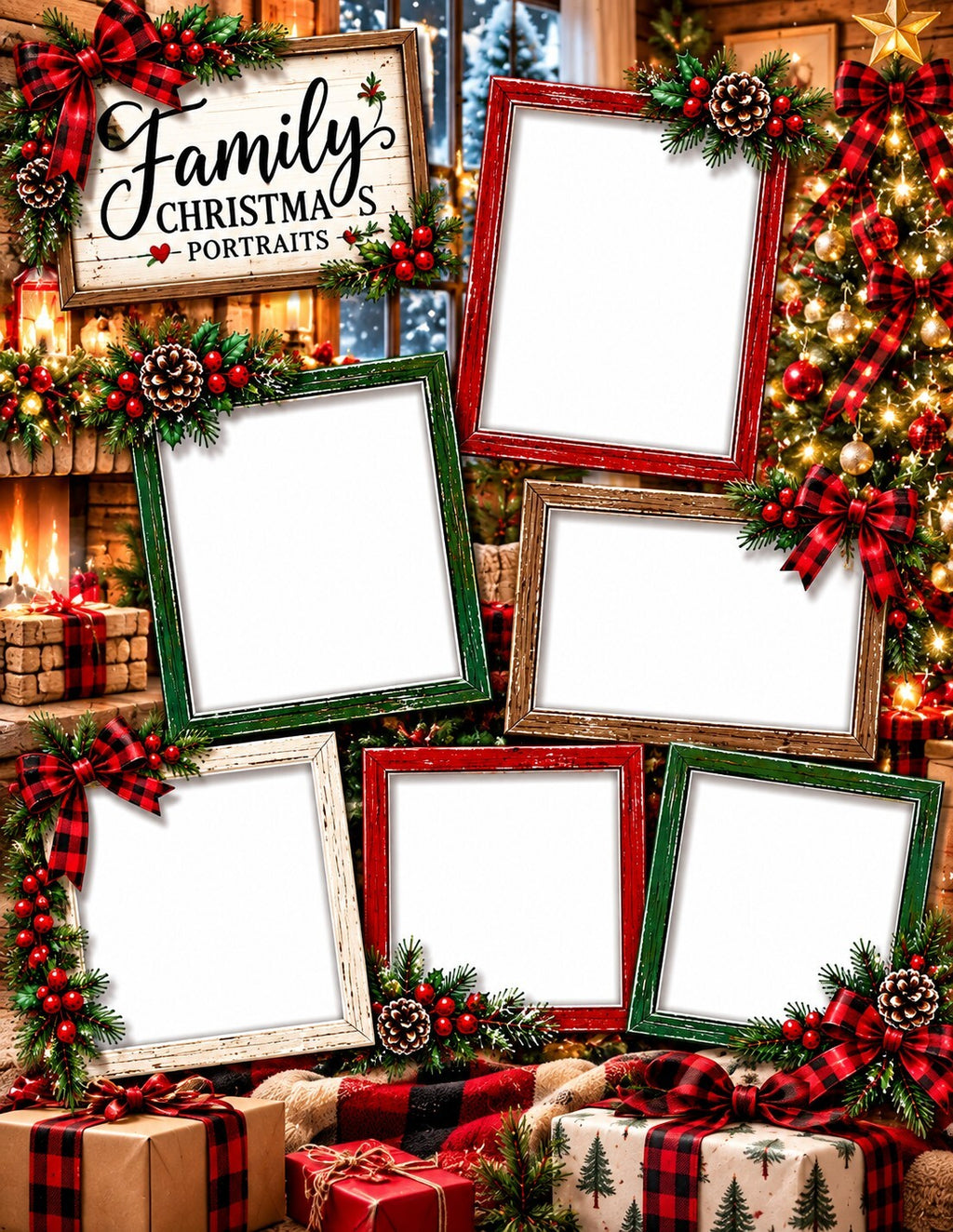 Christmas Scrapbook Paper Set of 6 – 8.5 x 11 Photo Frame Holiday Designs