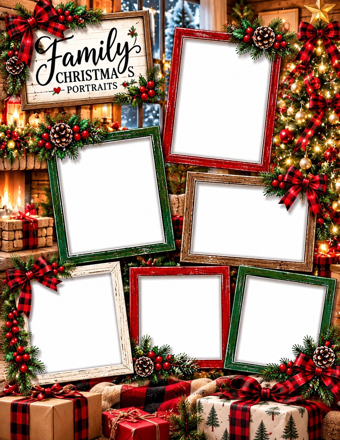 Christmas Scrapbook Paper Set of 6 – 8.5 x 11 Photo Frame Holiday Designs