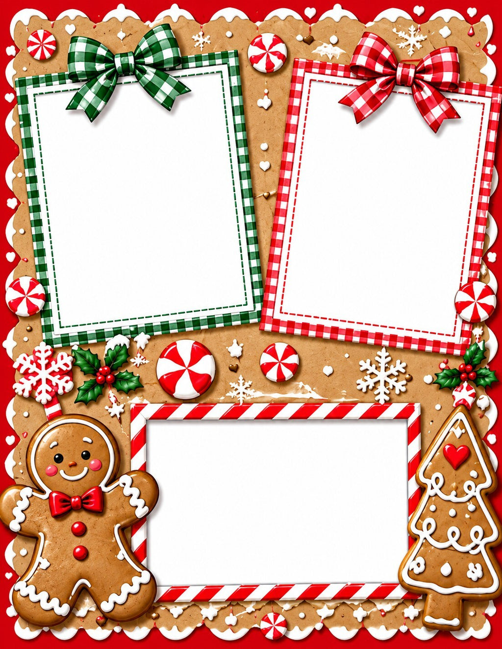 Christmas Scrapbook Paper Set of 6 – 8.5 x 11 Photo Frame Holiday Designs