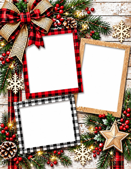 Christmas Scrapbook Paper Set of 6 – 8.5 x 11 Photo Frame Holiday Designs