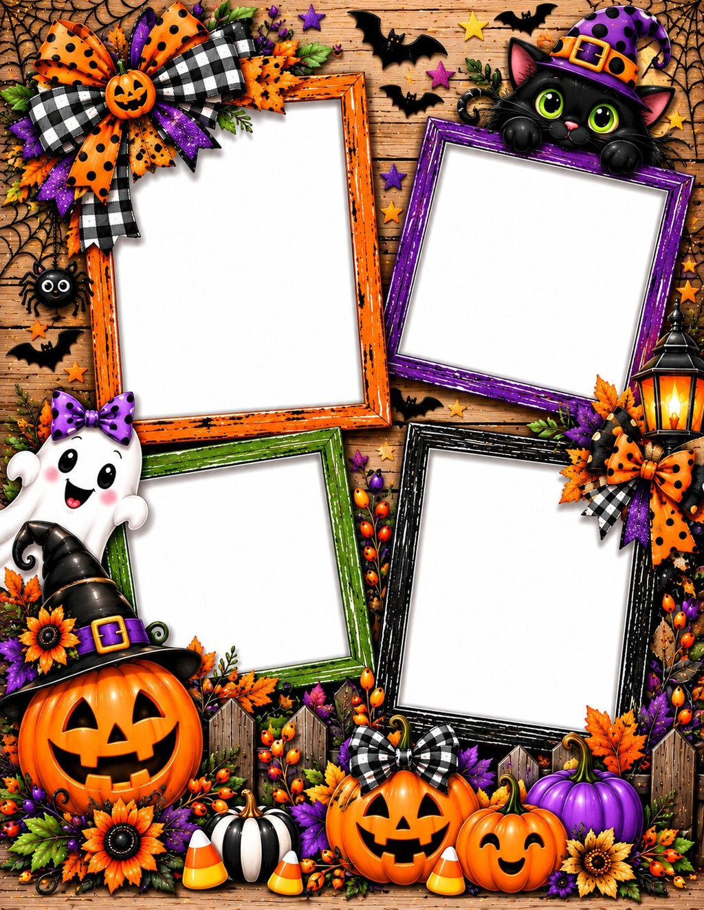 Halloween Scrapbook Paper Set of 6 – 8.5 x 11 Photo Frame Pages