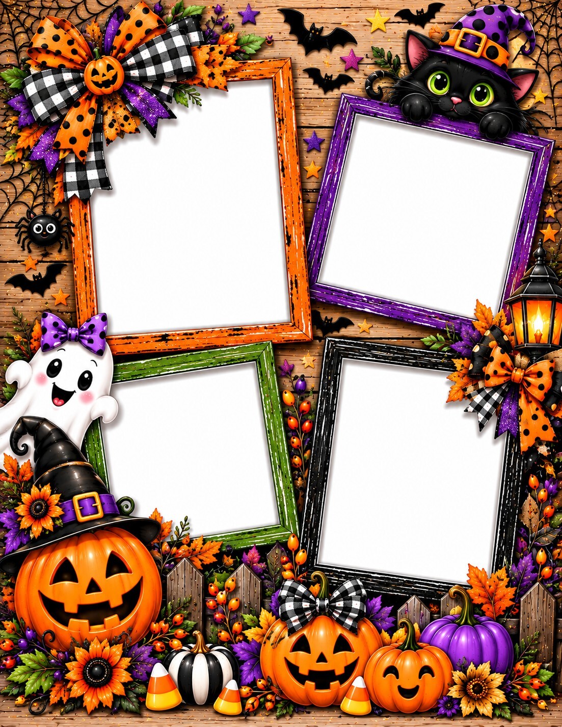 Halloween Scrapbook Paper Set of 6 – 8.5 x 11 Photo Frame Pages