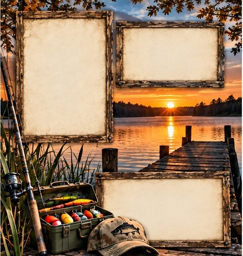Fishing Memories Scrapbook Paper Set – 6 Rustic