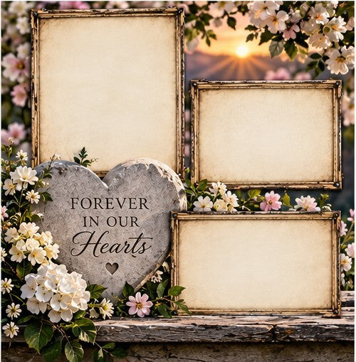 In Loving Memory Scrapbook Paper Set – 6 Memorial 8.5 x 11 Photo Frame Designs