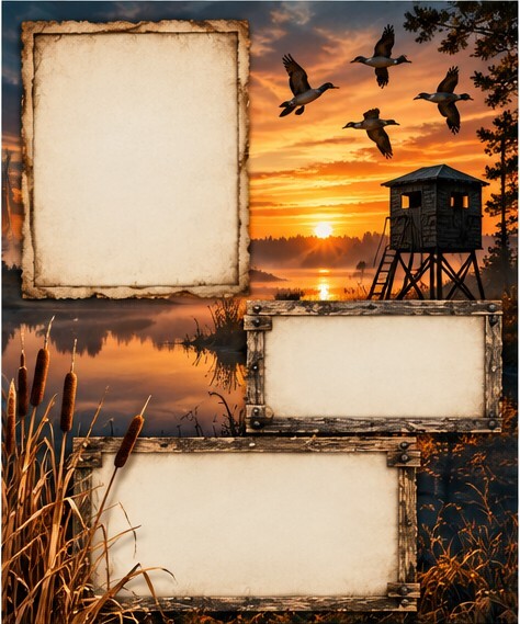 Hunting Memories Scrapbook Paper Set – 6 Rustic 8.5 x 11 Photo Frame Designs