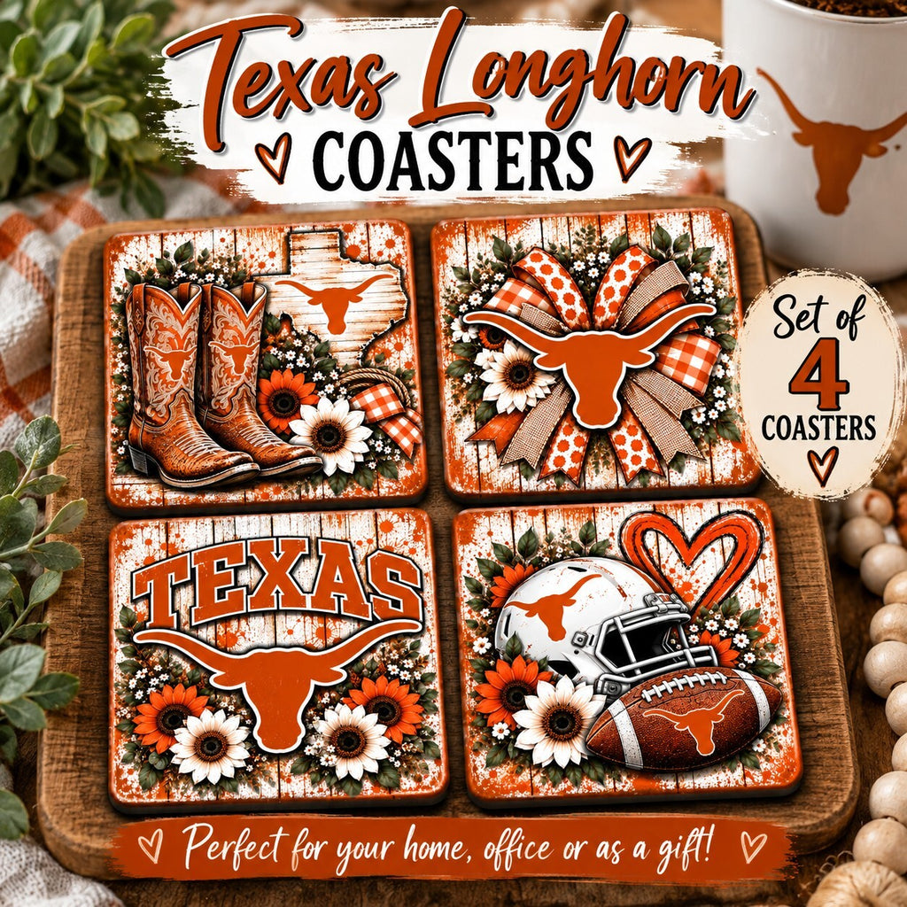 Handmade Longhorn Coaster Set of 4
