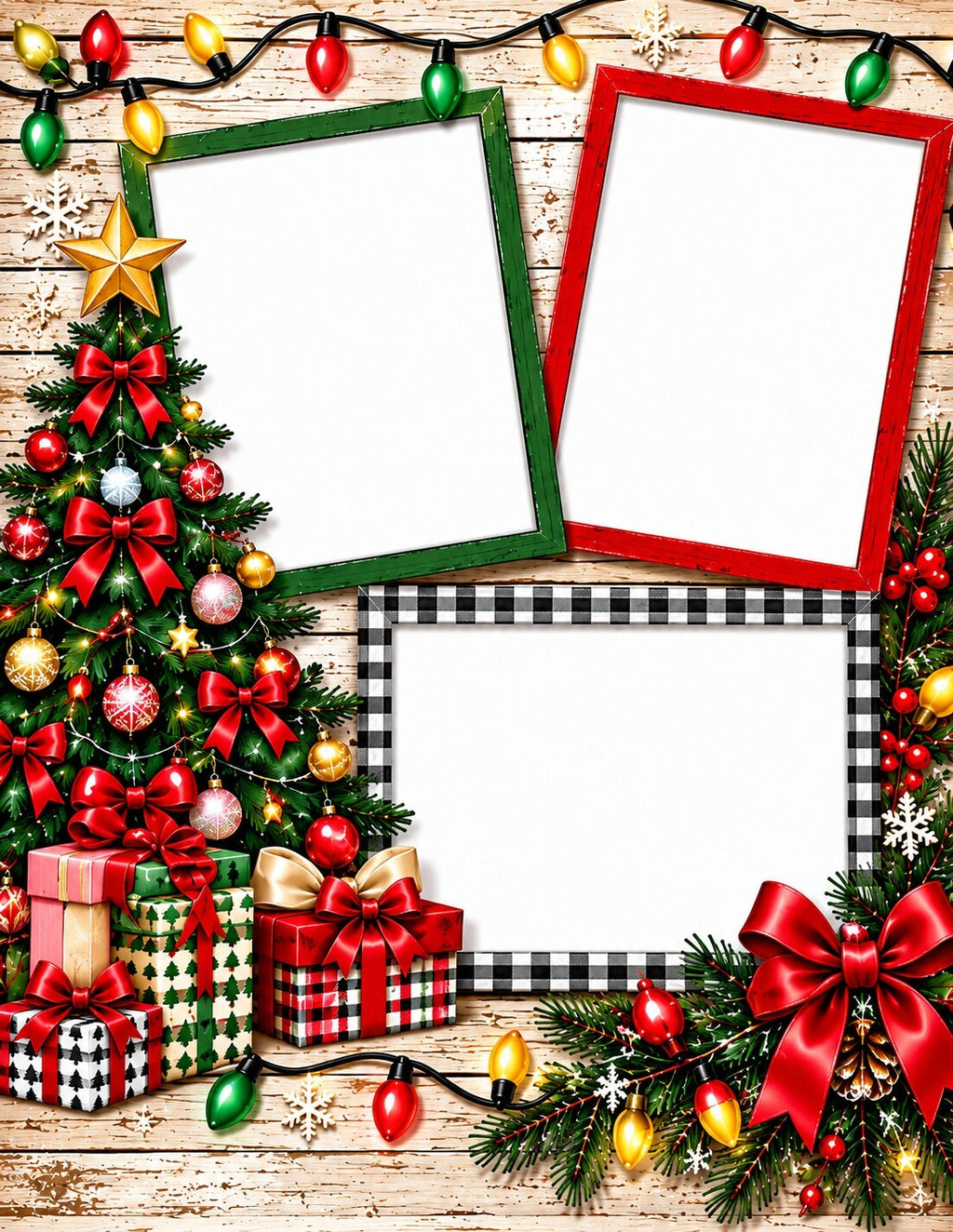 Christmas Scrapbook Paper Set of 6 – 8.5 x 11 Photo Frame Holiday Designs