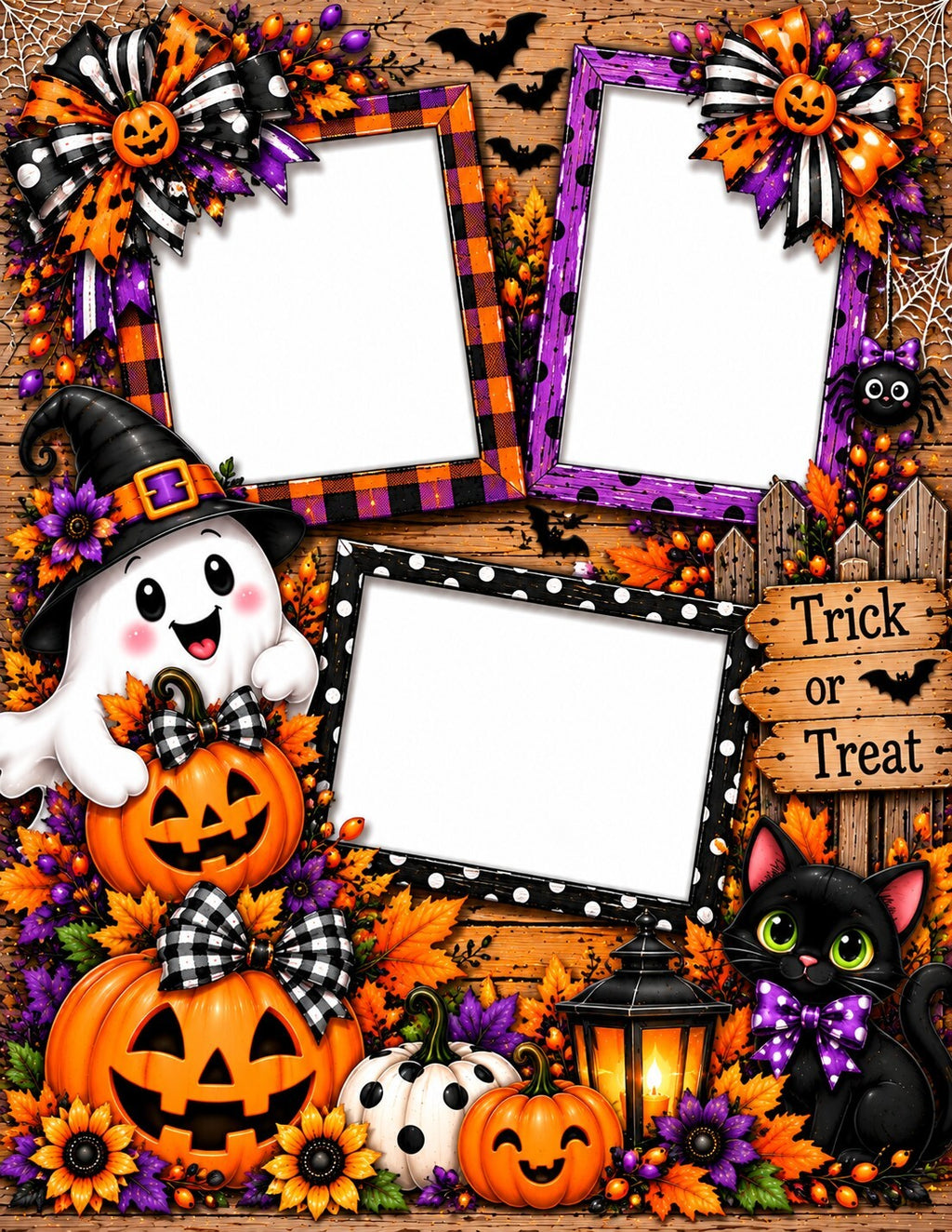Halloween Scrapbook Paper Set of 6 – 8.5 x 11 Photo Frame Pages