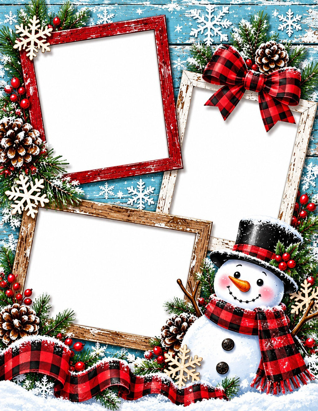 Christmas Scrapbook Paper Set of 6 – 8.5 x 11 Photo Frame Holiday Designs