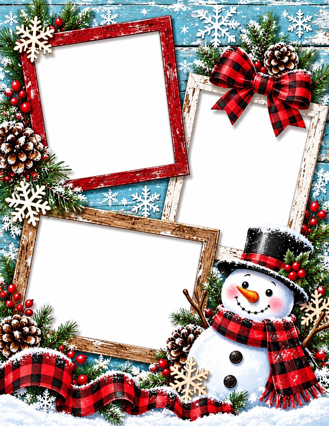 Christmas Scrapbook Paper Set of 6 – 8.5 x 11 Photo Frame Holiday Designs