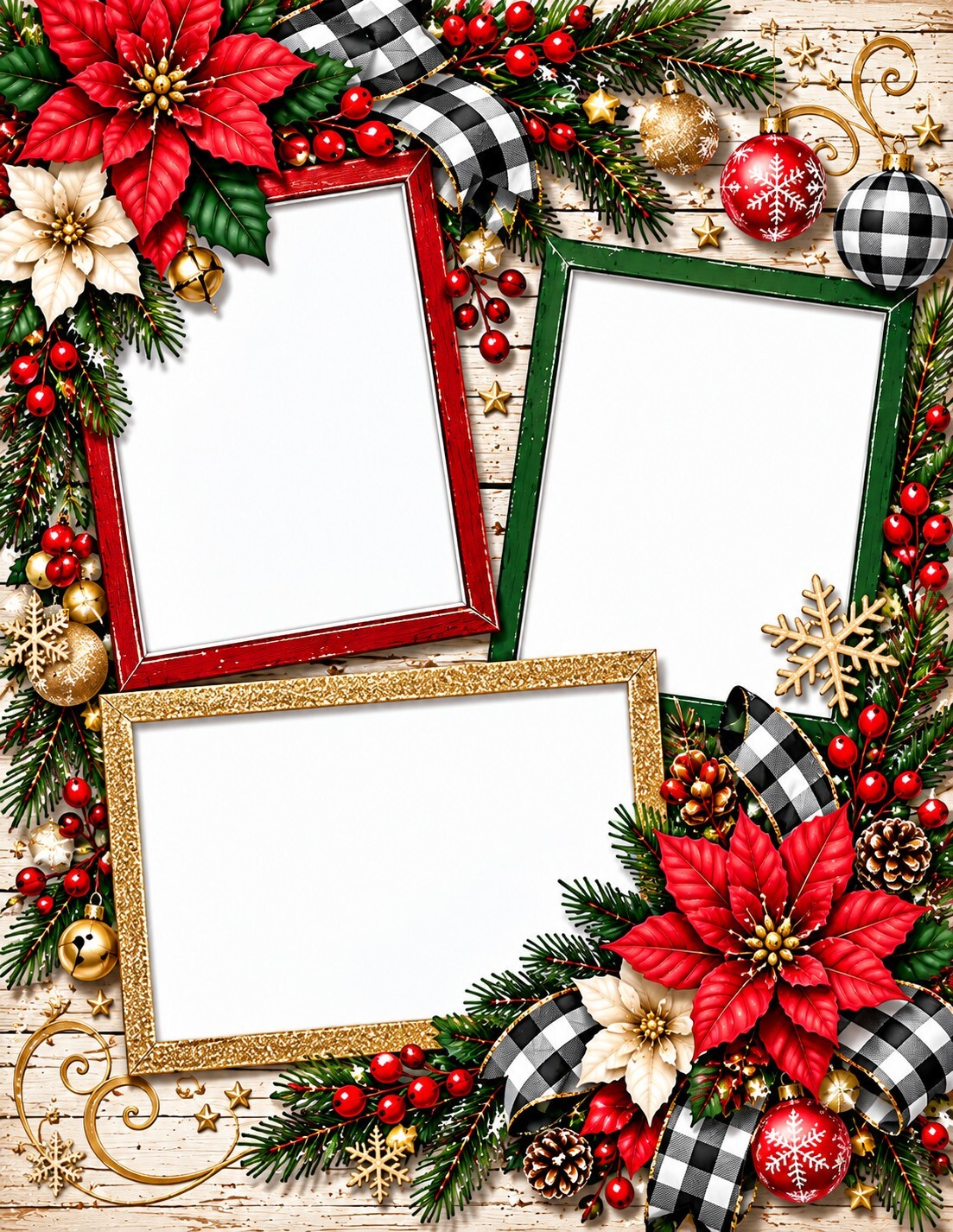 Christmas Scrapbook Paper Set of 6 – 8.5 x 11 Photo Frame Holiday Designs