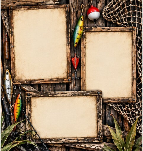 Fishing Memories Scrapbook Paper Set – 6 Rustic