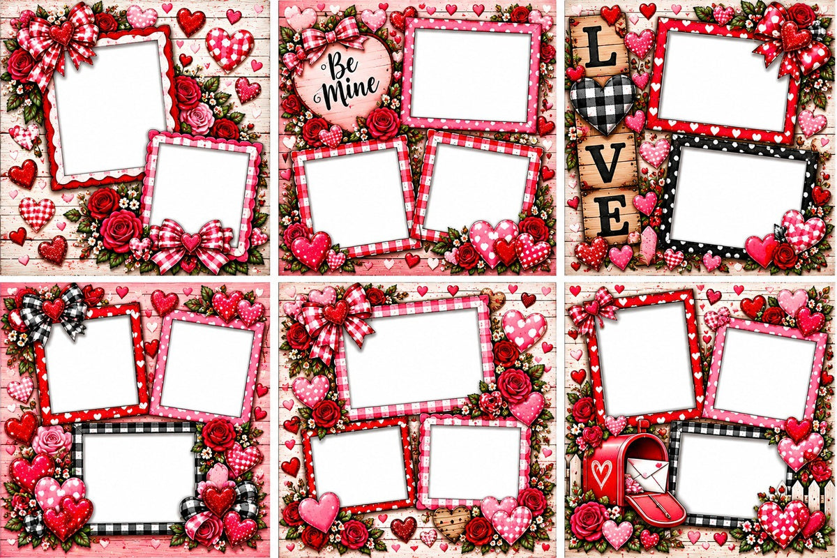 Valentine Scrapbook Paper Set of 6