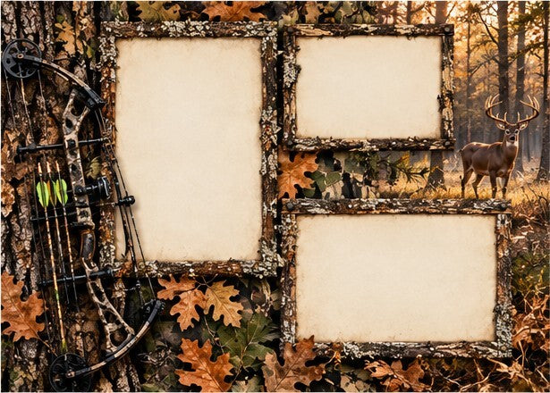 Hunting Memories Scrapbook Paper Set – 6 Rustic 8.5 x 11 Photo Frame Designs