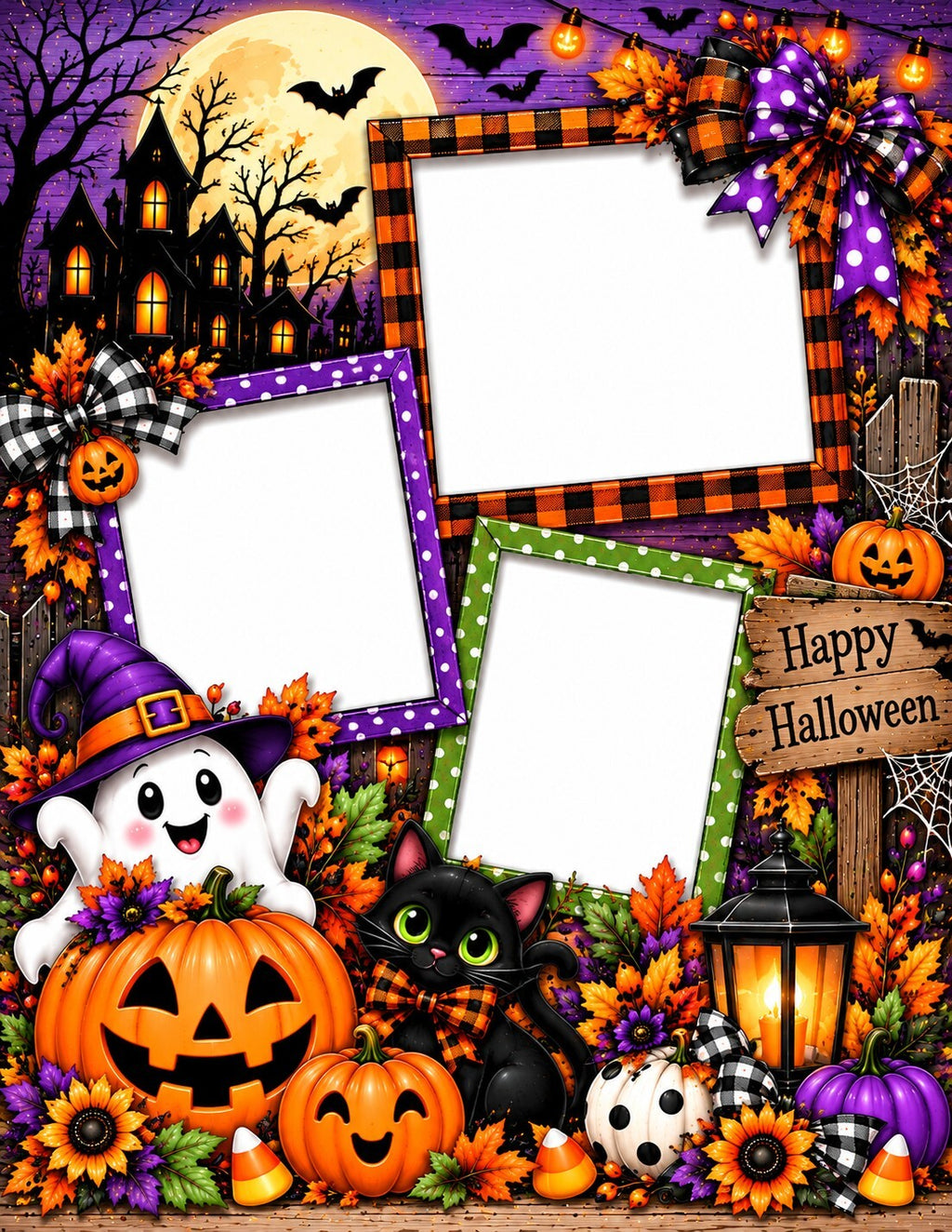 Halloween Scrapbook Paper Set of 6 – 8.5 x 11 Photo Frame Pages