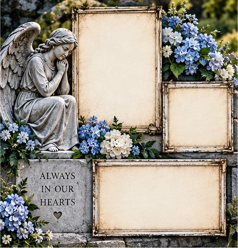 In Loving Memory Scrapbook Paper Set – 6 Memorial 8.5 x 11 Photo Frame Designs