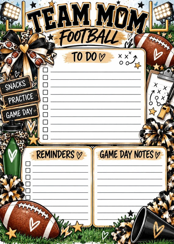 🏈📣 Football Team Mom 5x7 Notepad