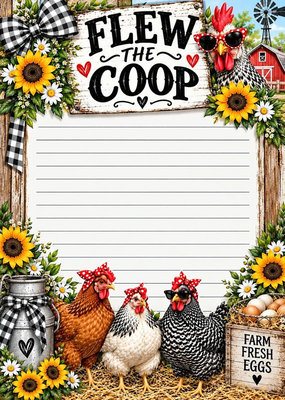 Flew The Coop 5x7 notepad Set of 2