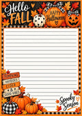Hello Fall Halloween 5x7 Notepad | Pumpkin & Buffalo Plaid Note Pad